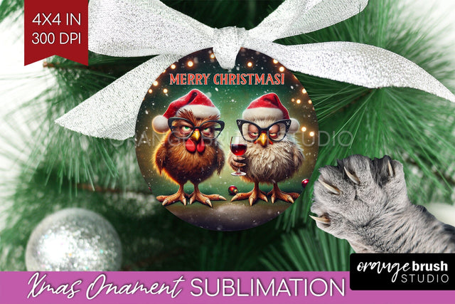 Funny Christmas Ornament PNG - Chicken Ornament Sublimation Sublimation OrangeBrushStudio 
