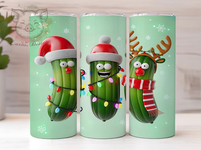 Funny Christmas Pickle Tumbler, Christmas Pickle Sublimation Design, Festive Pickle Art, 20oz Holiday Tumbler, Whimsical Pickle Mug, Stylish Xmas Cup, Cozy Pickle Wrap Sublimation Lara' s Designs 