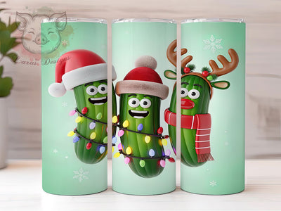 Funny Christmas Pickle Tumbler, Christmas Pickle Sublimation Design, Festive Pickle Art, 20oz Holiday Tumbler, Whimsical Pickle Mug, Stylish Xmas Cup, Cozy Pickle Wrap Sublimation Lara' s Designs 