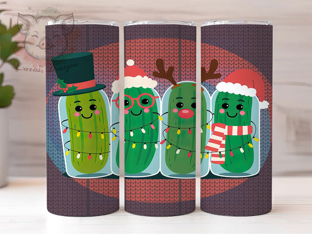 Funny Christmas Pickles Tumbler, Christmas Lights Sublimation Design, Ugly Sweater Pickle Art, 20oz Holiday Tumbler, Whimsical Pickle Mug, Stylish Xmas Cup, Cozy Pickle Wrap Sublimation Lara' s Designs 