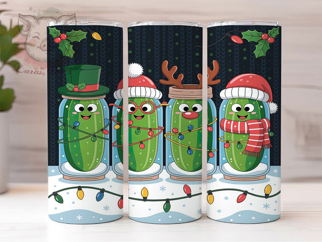 Funny Christmas Pickles Tumbler, Christmas Lights Sublimation Design, Ugly Sweater Pickle Art, 20oz Holiday Tumbler, Whimsical Pickle Mug, Stylish Xmas Cup, Cozy Pickle Wrap Sublimation Lara' s Designs 