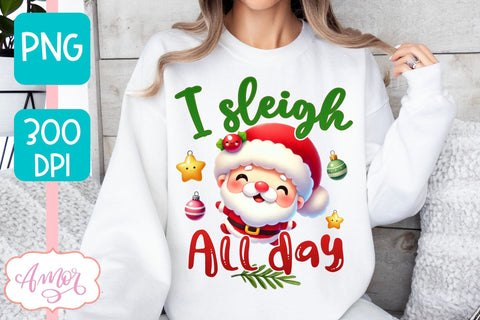 Funny Christmas PNG sublimation | Cute Santa PNG design Sublimation Amorclipart 