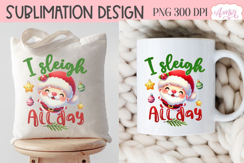 Funny Christmas PNG sublimation | Cute Santa PNG design Sublimation Amorclipart 