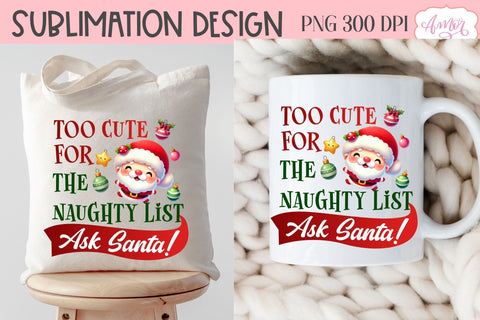Funny Christmas PNG sublimation | Santa naughty list PNG Sublimation Amorclipart 