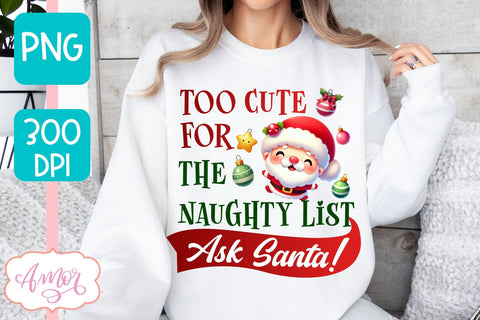 Funny Christmas PNG sublimation | Santa naughty list PNG Sublimation Amorclipart 