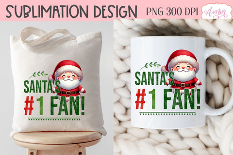 Funny Christmas PNG sublimation | Santa's fan PNG design Sublimation Amorclipart 