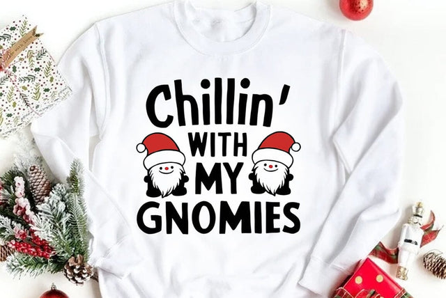 Funny Christmas Quote PNG, Chillin' With My Gnomies SVG FiveStarCrafting 