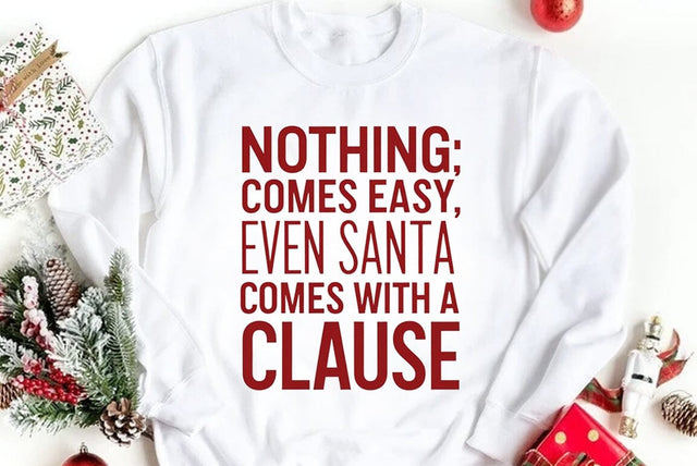 Funny Christmas Quote PNG, Santa Comes With A Clause SVG FiveStarCrafting 