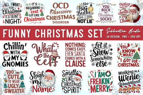 Funny Christmas Quotes PNG Bundle, Christmas SET SVG FiveStarCrafting 