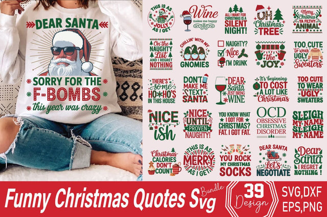 Funny Christmas Quotes svg Bundle SVG Angelina750 