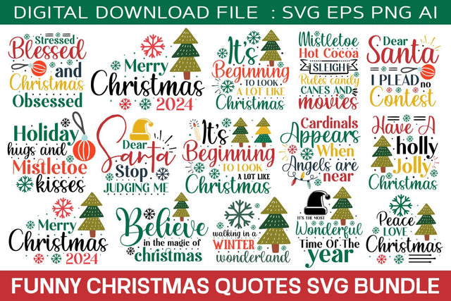 Funny Christmas Quotes Svg Bundle SVG designmaster24 
