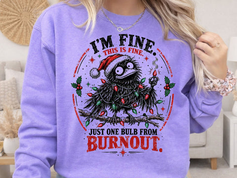 Funny Christmas Raven Burnout PNG Design SVG DesignDestine 
