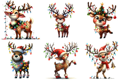 Funny Christmas Reindeer Clipart Bundle Sublimation designartist 