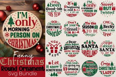 Funny Christmas Round Ornament SVG Bundle SVG Angelina750 