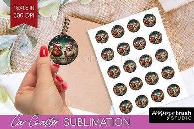 Funny Christmas Round Sticker - Chicken Printable Stickers Sublimation OrangeBrushStudio 