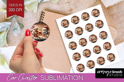 Funny Christmas Round Sticker - Chicken Printable Stickers Sublimation OrangeBrushStudio 