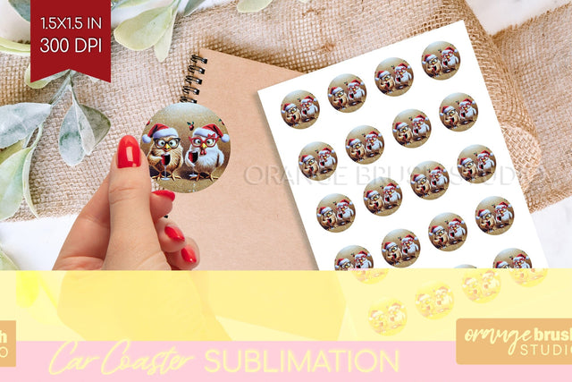 Funny Christmas Round Sticker - Chicken Printable Stickers Sublimation OrangeBrushStudio 