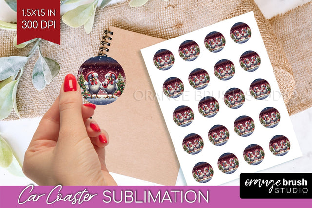 Funny Christmas Round Sticker - Chicken Printable Stickers Sublimation OrangeBrushStudio 