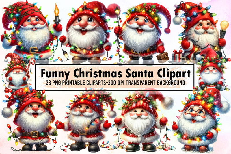 Funny Christmas Santa Clipart Bundle Sublimation designartist 