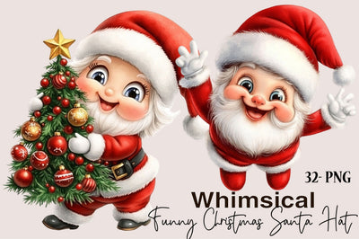 Funny Christmas Santa Hat PNG Bundle Sublimation SVGArt 