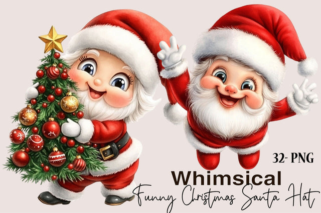 Funny Christmas Santa Hat PNG Bundle Sublimation SVGArt 