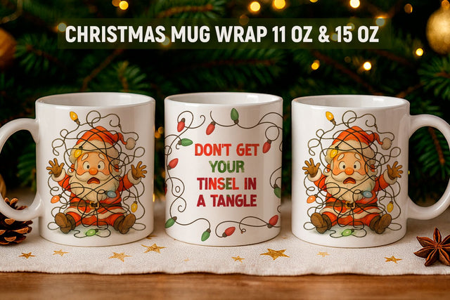 Funny Christmas Santa mug wrap Sublimation KMarinaDesign 
