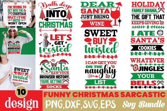 Funny Christmas Sarcastic Svg Bundle SVG Angelina750 
