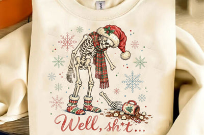 Funny Christmas Skeleton Well Sht PNG Sublimation SVGista 