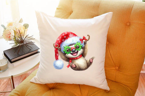 Funny Christmas Sloth Clipart Bundle Sublimation designartist 