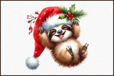 Funny Christmas Sloth Clipart Bundle Sublimation designartist 