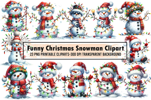 Funny Christmas Snowman Clipart Bundle Sublimation designartist 