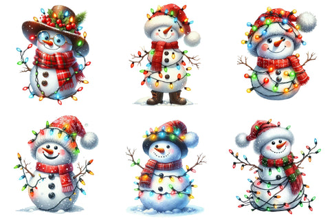 Funny Christmas Snowman Clipart Bundle Sublimation designartist 