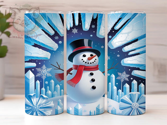 Funny Christmas Snowman Wall Tumbler, Christmas Breakthrough Wrap, 20oz Tumbler Sublimation, Festive Hole-in-Wall Design, Holiday Snowman Tumbler, Winter Surprise Wrap, Funny Frosty Sublimation Sublimation Lara' s Designs 
