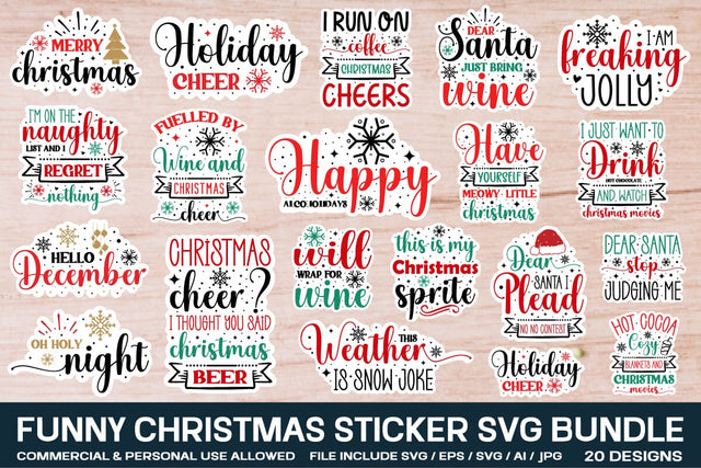 Funny Christmas Sticker Svg Bundle , Christmas Svg Bundle, SVGs,Quotes and Sayings,Food & Drink,On Sale, Print & Cut SVG designmaster24 