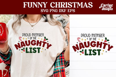 Funny Christmas SVG | Proud Member of the Naughty List SVG SVG Carla C Designs 