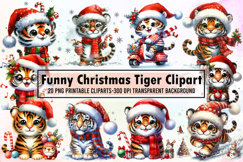 Funny Christmas Tiger Sublimation Clipart Sublimation designartist 