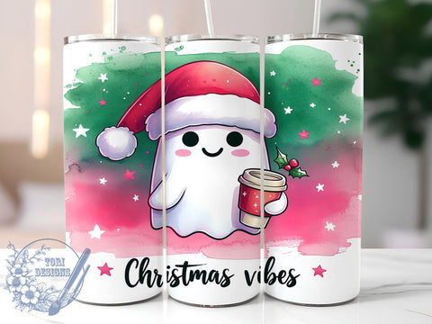 Funny Christmas Tumbler, Ghost Design, Holiday Vibes, Sublimation PNG, Spooky Christmas, Unique Holiday Gift, Humorous Drinkware, Halloween Inspired Sublimation ToriDesigns 