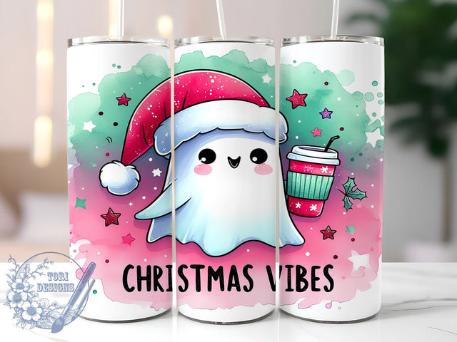 Funny Christmas Tumbler, Ghost Design, Holiday Vibes, Sublimation PNG, Spooky Christmas, Unique Holiday Gift, Humorous Drinkware, Halloween Inspired Sublimation ToriDesigns 