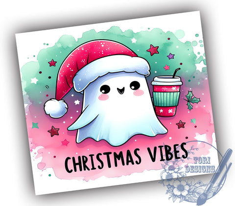 Funny Christmas Tumbler, Ghost Design, Holiday Vibes, Sublimation PNG, Spooky Christmas, Unique Holiday Gift, Humorous Drinkware, Halloween Inspired Sublimation ToriDesigns 