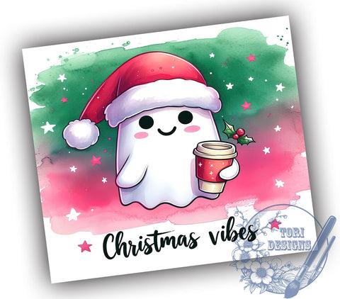 Funny Christmas Tumbler, Ghost Design, Holiday Vibes, Sublimation PNG, Spooky Christmas, Unique Holiday Gift, Humorous Drinkware, Halloween Inspired Sublimation ToriDesigns 