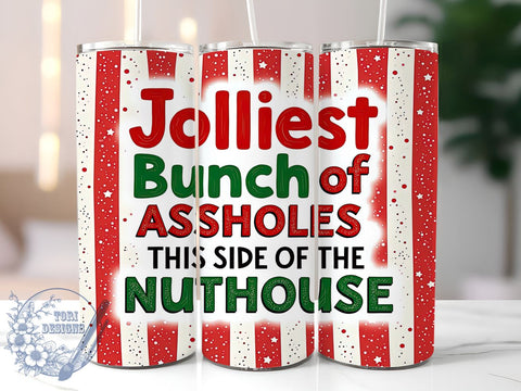 Funny Christmas Tumbler, Sarcastic Holiday Wrap, Jolliest Bunch of Assholes Design, 20oz Sublimation Tumbler, Christmas Vacation Mug, Humorous Drinkware, Holiday Sarcasm Cup Sublimation ToriDesigns 
