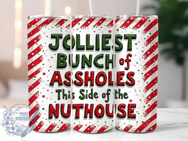 Funny Christmas Tumbler, Sarcastic Holiday Wrap, Jolliest Bunch of Assholes Design, 20oz Sublimation Tumbler, Christmas Vacation Mug, Humorous Drinkware, Holiday Sarcasm Cup Sublimation ToriDesigns 