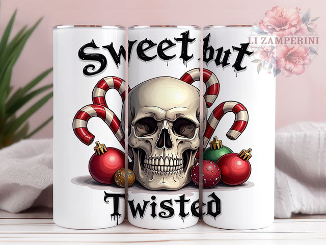 Funny Christmas Tumbler, Skull Candy Cane Design, Twisted Holiday Decor, 20oz Sublimation Wrap, Edgy Christmas Gift, Unique Holiday Drinkware, Sweet But Twisted Tumbler Sublimation Li Zamperini 