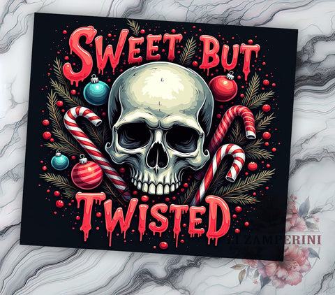 Funny Christmas Tumbler, Skull Candy Cane Design, Twisted Holiday Decor, 20oz Sublimation Wrap, Edgy Christmas Gift, Unique Holiday Drinkware, Sweet But Twisted Tumbler Sublimation Li Zamperini 