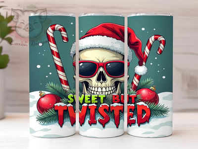 Funny Christmas Tumbler, Skull Design, Sweet But Twisted, Candy Cane Tumbler Wrap, 20oz Sublimation, Digital Download, Quirky Holiday Gifts Sublimation Lara' s Designs 