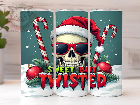 Funny Christmas Tumbler, Skull Design, Sweet But Twisted, Candy Cane Tumbler Wrap, 20oz Sublimation, Digital Download, Quirky Holiday Gifts Sublimation Lara' s Designs 