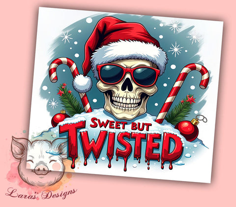 Funny Christmas Tumbler, Skull Design, Sweet But Twisted, Candy Cane Tumbler Wrap, 20oz Sublimation, Digital Download, Quirky Holiday Gifts Sublimation Lara' s Designs 