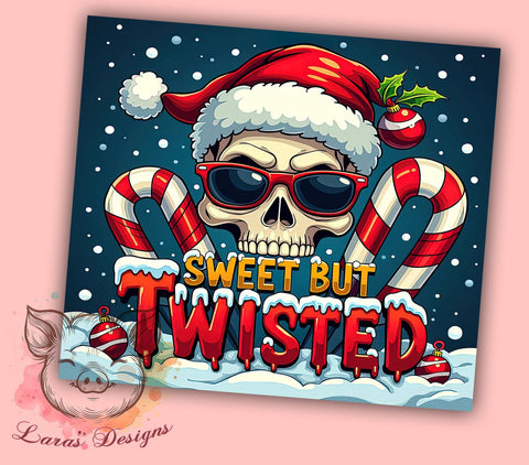 Funny Christmas Tumbler, Skull Design, Sweet But Twisted, Candy Cane Tumbler Wrap, 20oz Sublimation, Digital Download, Quirky Holiday Gifts Sublimation Lara' s Designs 