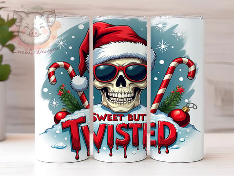 Funny Christmas Tumbler, Skull Design, Sweet But Twisted, Candy Cane Tumbler Wrap, 20oz Sublimation, Digital Download, Quirky Holiday Gifts Sublimation Lara' s Designs 