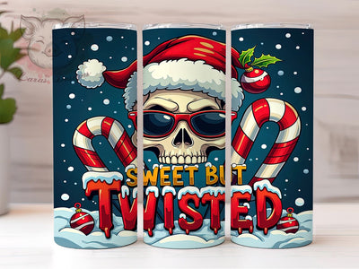 Funny Christmas Tumbler, Skull Design, Sweet But Twisted, Candy Cane Tumbler Wrap, 20oz Sublimation, Digital Download, Quirky Holiday Gifts Sublimation Lara' s Designs 